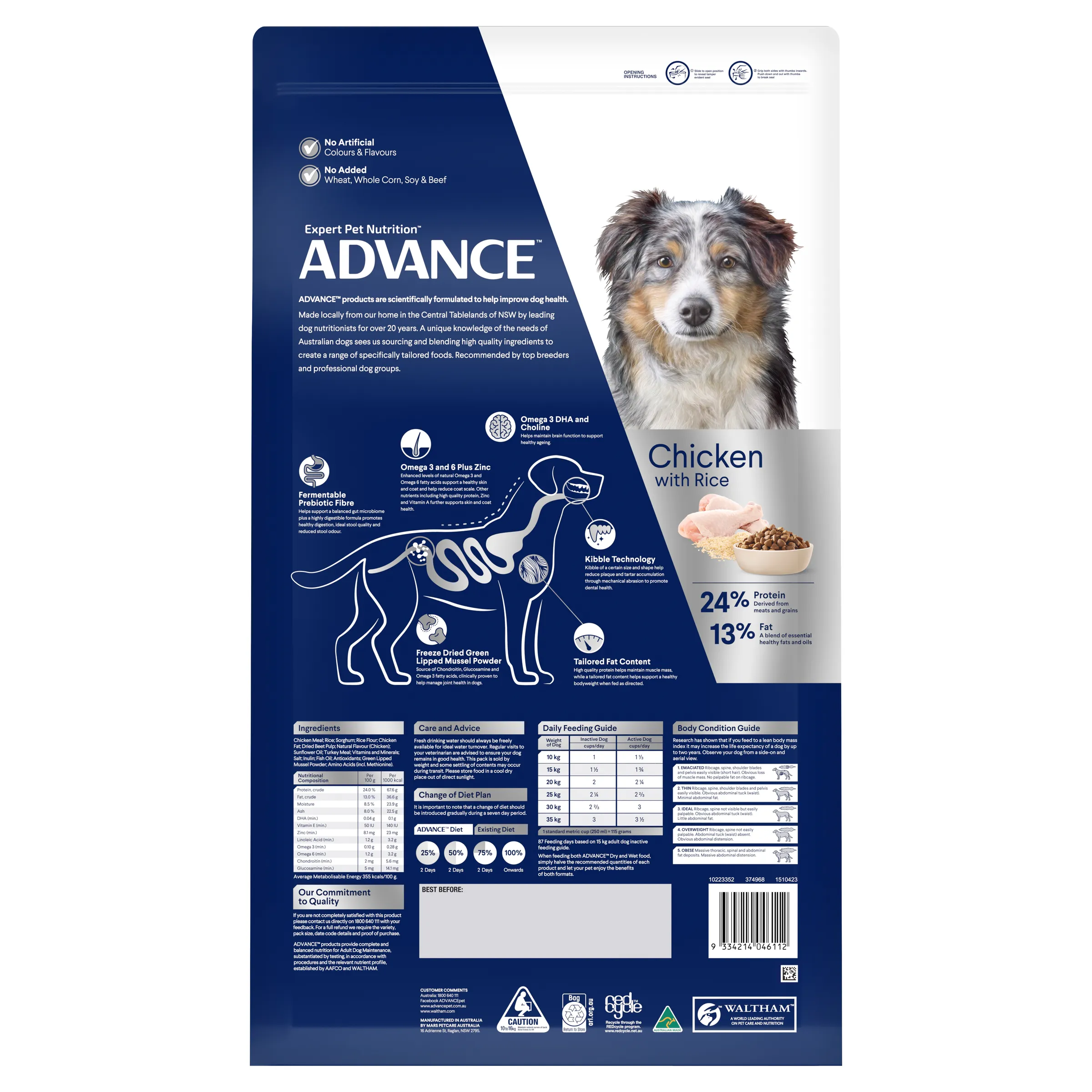 Advance Chicken and Rice Healthy Ageing Medium Breed Dry Dog Food