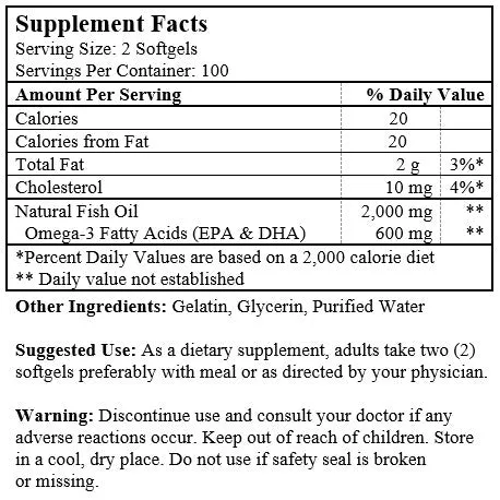 Alaska Deep Sea Fish Oil (200 Softgels / 1,000 mg)