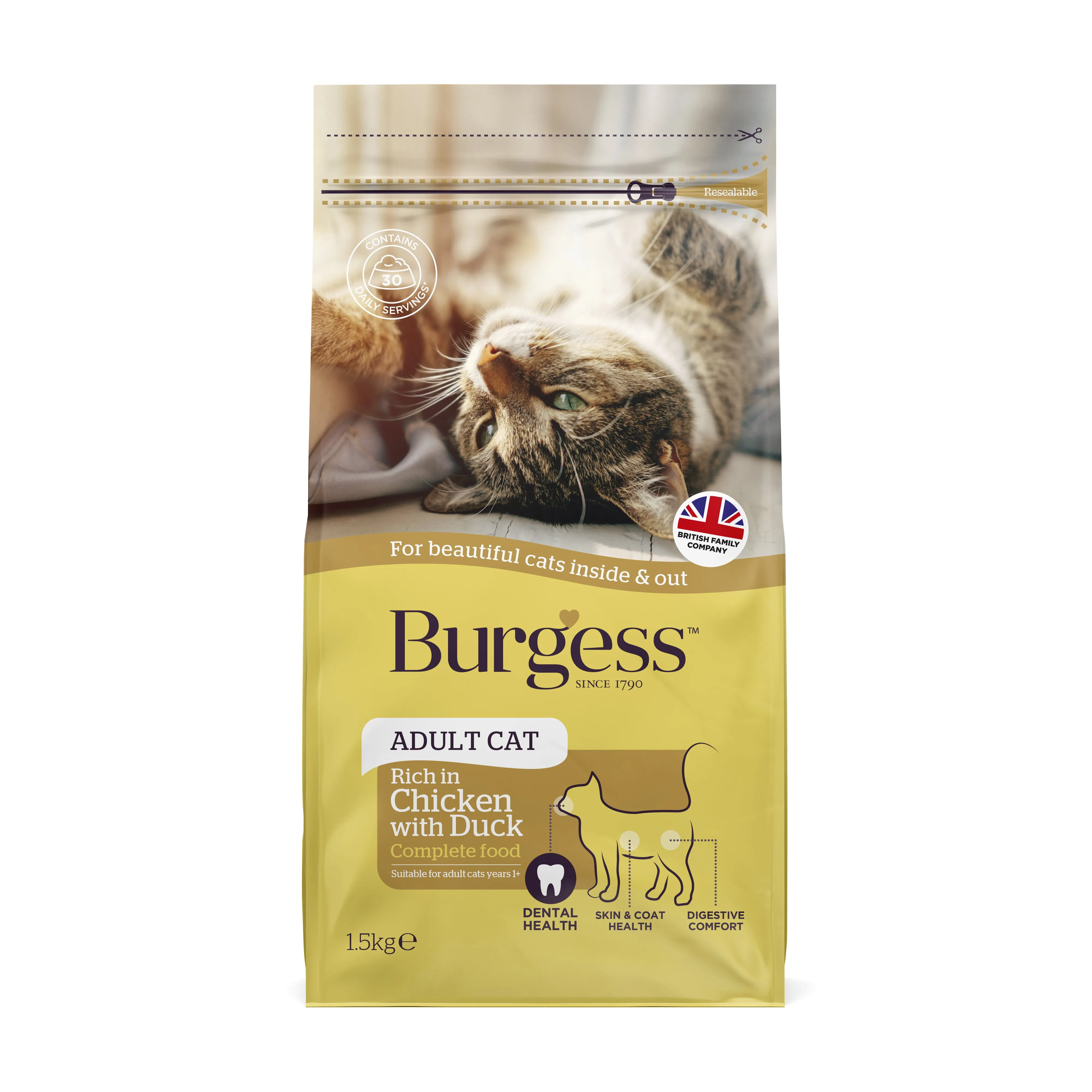 Burgess Adult Cat Rich In Chicken With Duck 10kg Dry Cat Food