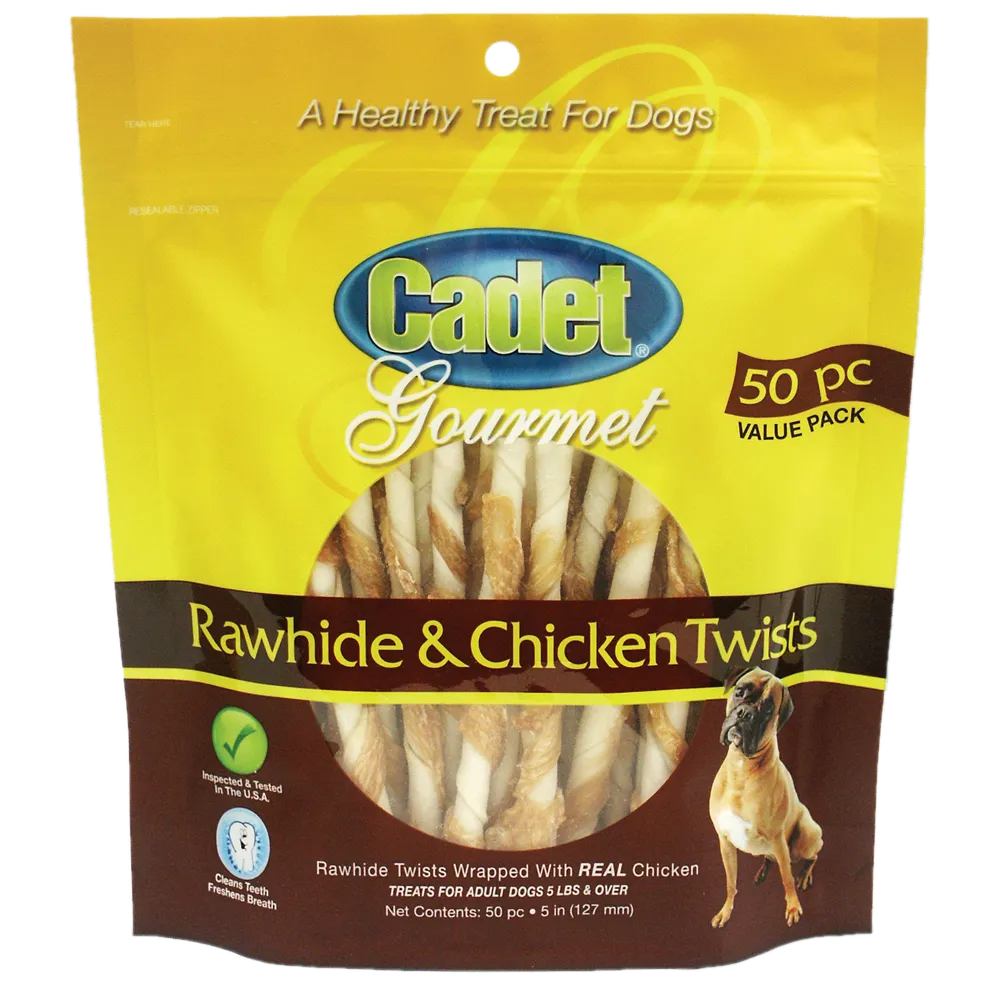 Cadet Gourmet Beef Hide And Chicken Twists Dog Chews, 50 Count