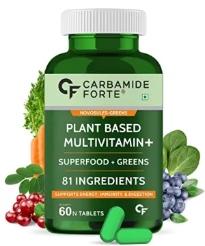 Carbamide Forte Plant Based Multivitamin Tablets (60 Veg Tablets) for Men & Women for Immunity, Energy & Detox with Ingredients like Superfoods, Greens, Vegetables, Fruits & Herbs Supplement