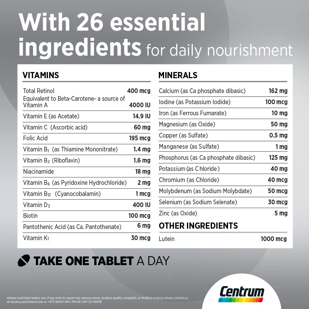 Centrum Silver With Lutein Tablet 100 Tab