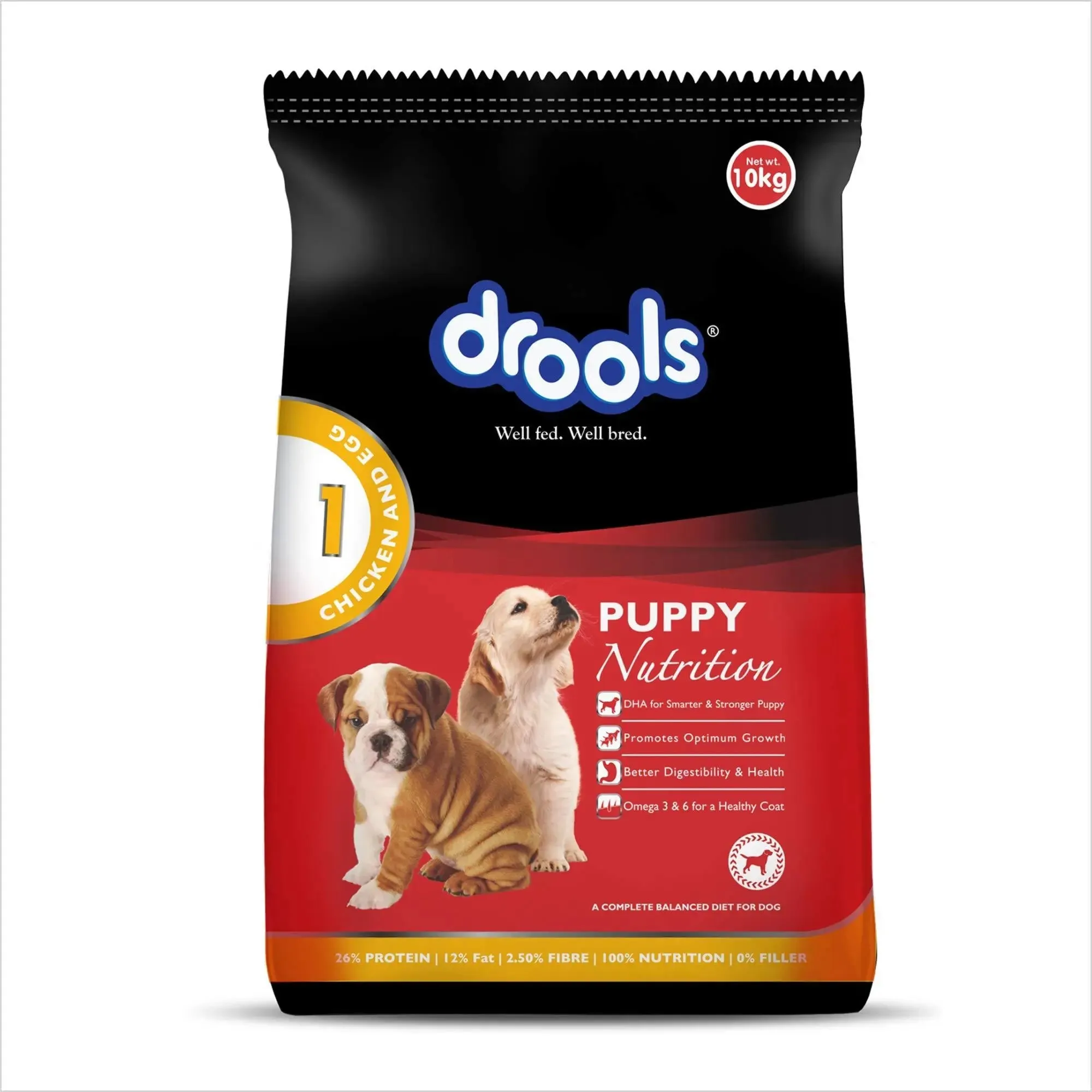 Drools Chicken and Egg Puppy Dog Food, 10kg  1kg free