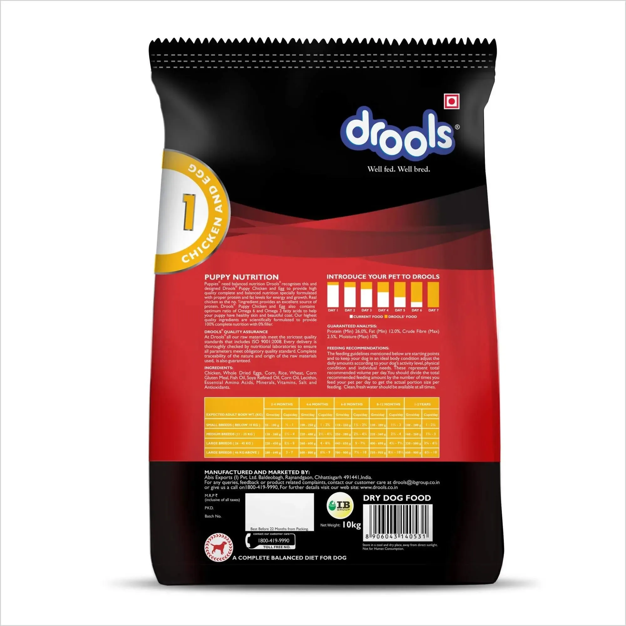 Drools Chicken and Egg Puppy Dog Food, 10kg  1kg free