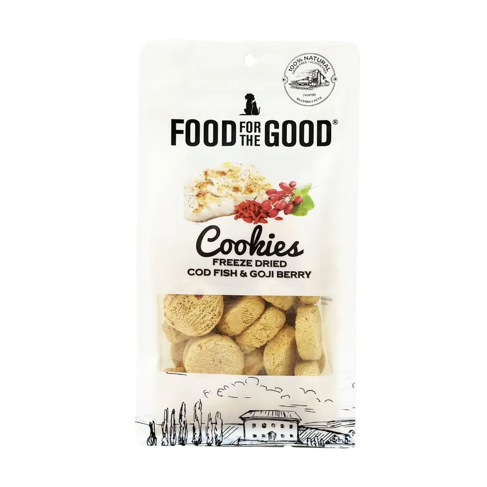 Food For The Good Dog & Cat Treats Freeze Dried Cod Fish & Goji Berry Cookies 70g