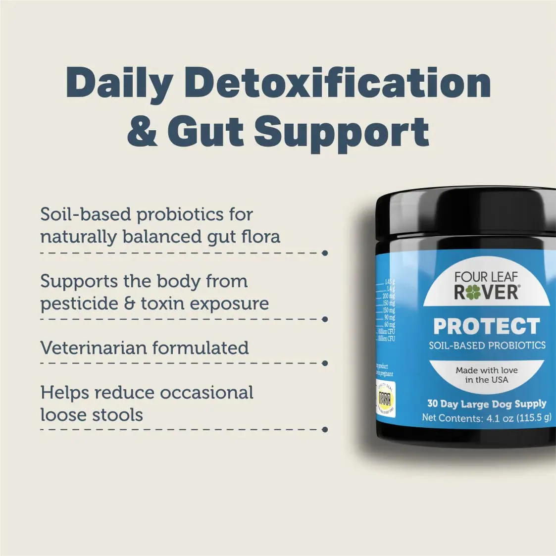 Four Leaf Rover Protect Soil-based Probiotics 4.1oz