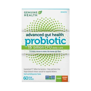 Genuine Health Advanced Gut Health Probiotic 15 Billion 60 Vegetarian Capsules