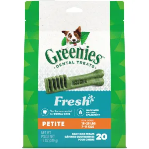 Greenies Dog Dental Treats Petite, Fresh /12 oz, 20 ct