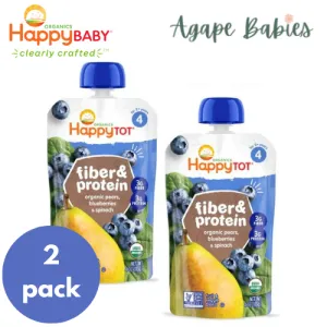 Happy Baby Happy Tot Fiber & Protein - Pear Blueberry Spinach 113g (2-PACK BUNDLE) Exp:03/25