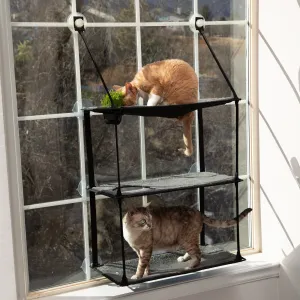 K&H EZ Mount Window Kitty Sill Cat Perch with Cat Grass Grow Station - Multi-Level