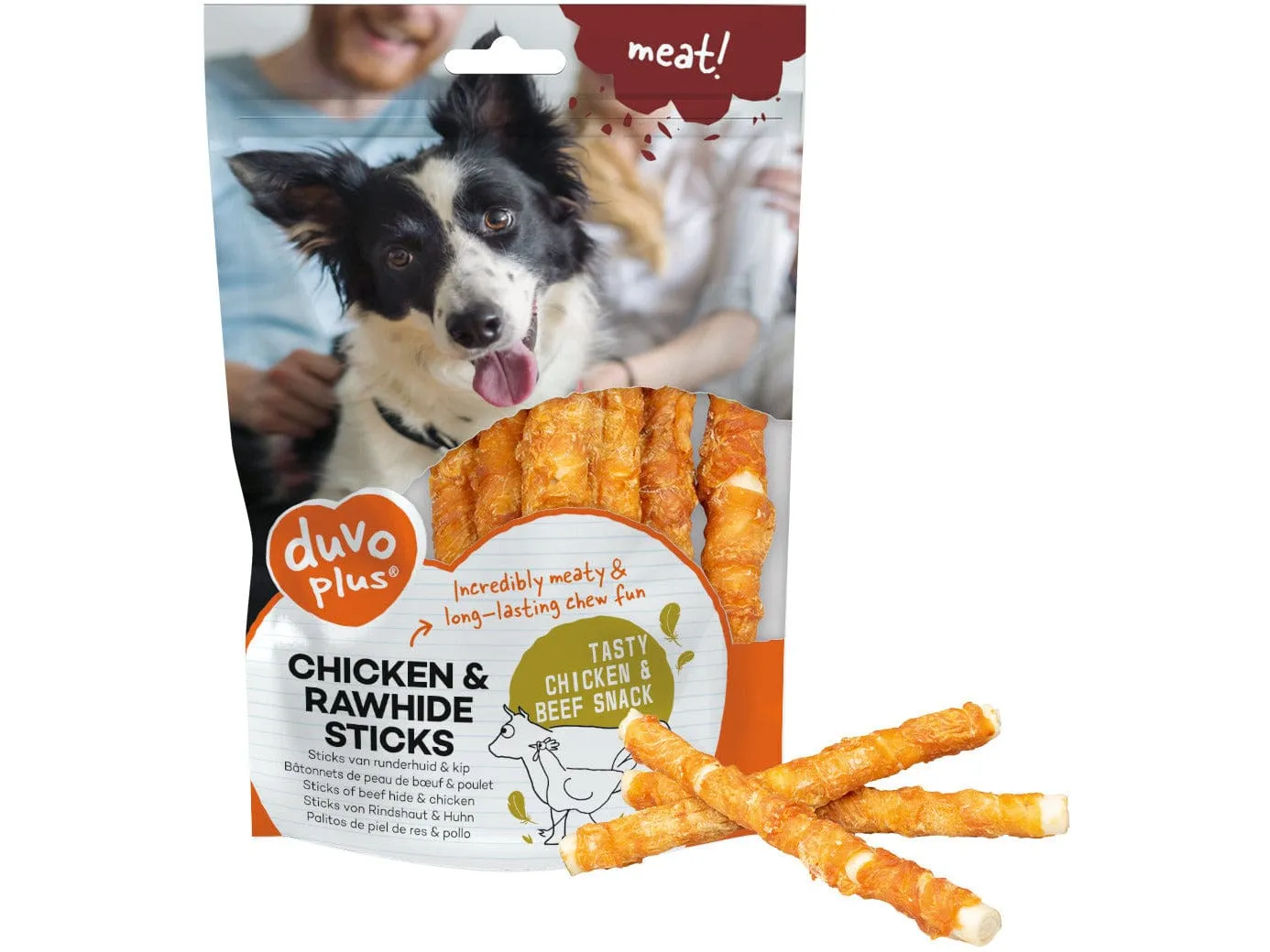 Meat! Chicken & Rawhide Sticks Small 12,5Cm - 100G - ± 9St