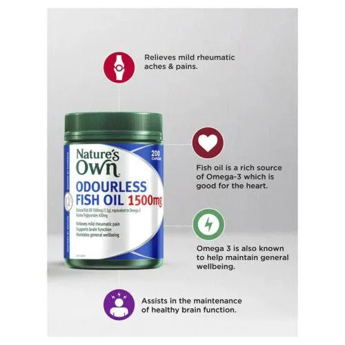 Natures Own Odourless Fish Oil 1500mg 200 Capsules