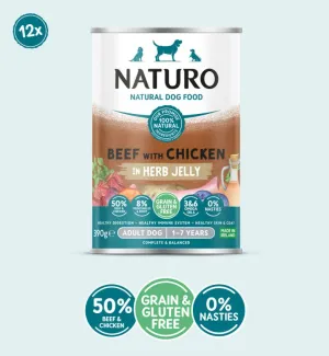 Naturo Adult Dog Grain & Gluten Free Beef with Chicken in a Herb Jelly 12x 390g