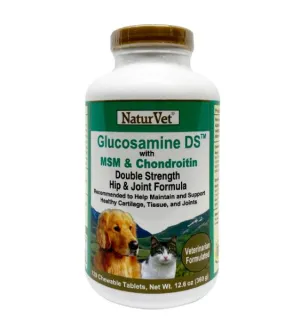 NaturVet Glucosamine DS with MSM & Chondroitin Double Strength Hip & Joint Formula Chewable Tablets Dog Supplement