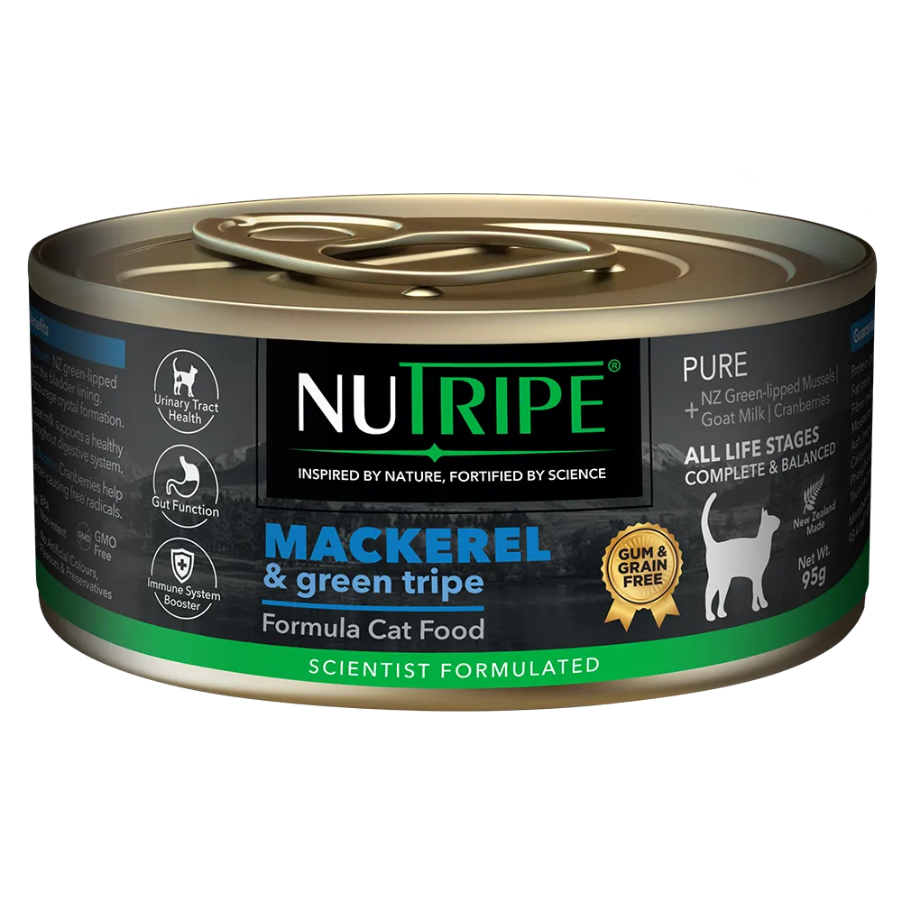 Nutripe Cat Gum & Grain Free Pure Mackerel & Green Tripe 95g