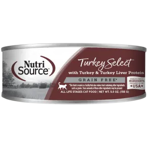 Nutrisource Turkey & Turkey Liver Select Grain-Free Canned Cat Food 5.5 oz