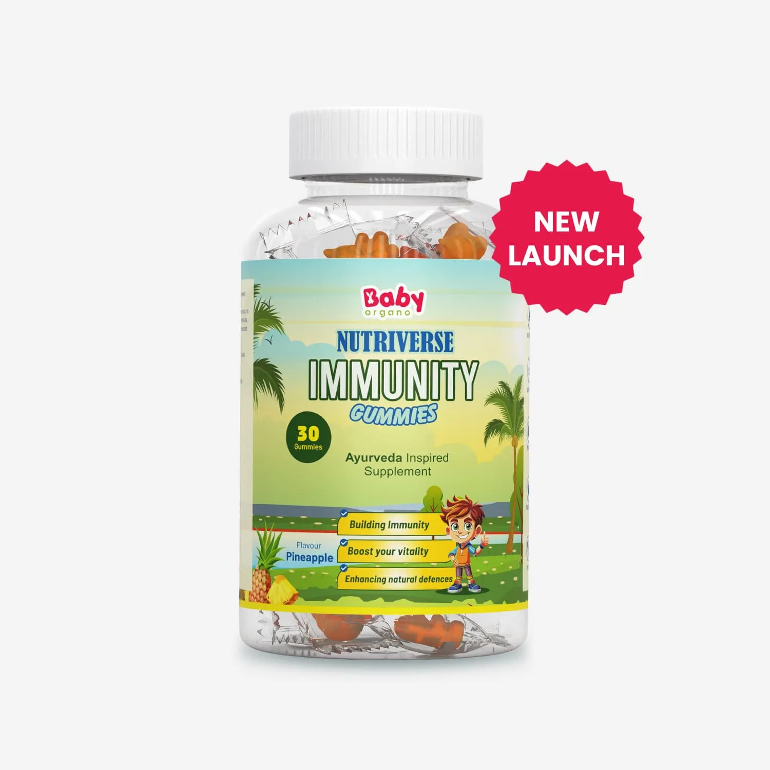 Nutriverse Immunity Gummies for Kids | Made with Guduchi & Turmeric | Support Immune System | Pineapple Flavour