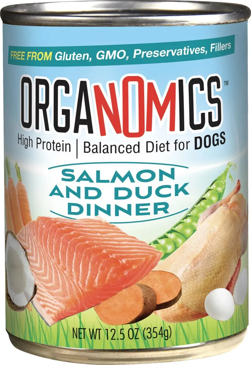 Organomics Salmon And Duck Dinner, Wet Dog Food, 12.8-oz Case Of 12