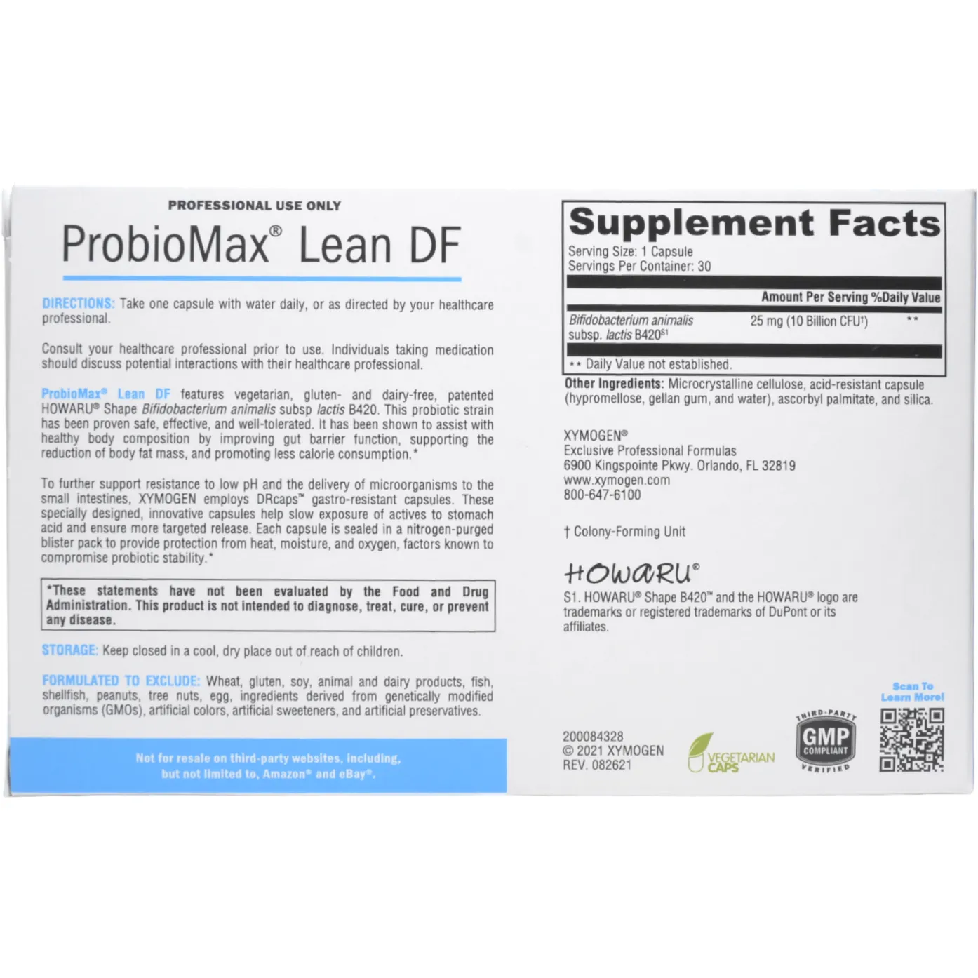 ProbioMax Lean DF 30 Capsules by Xymogen