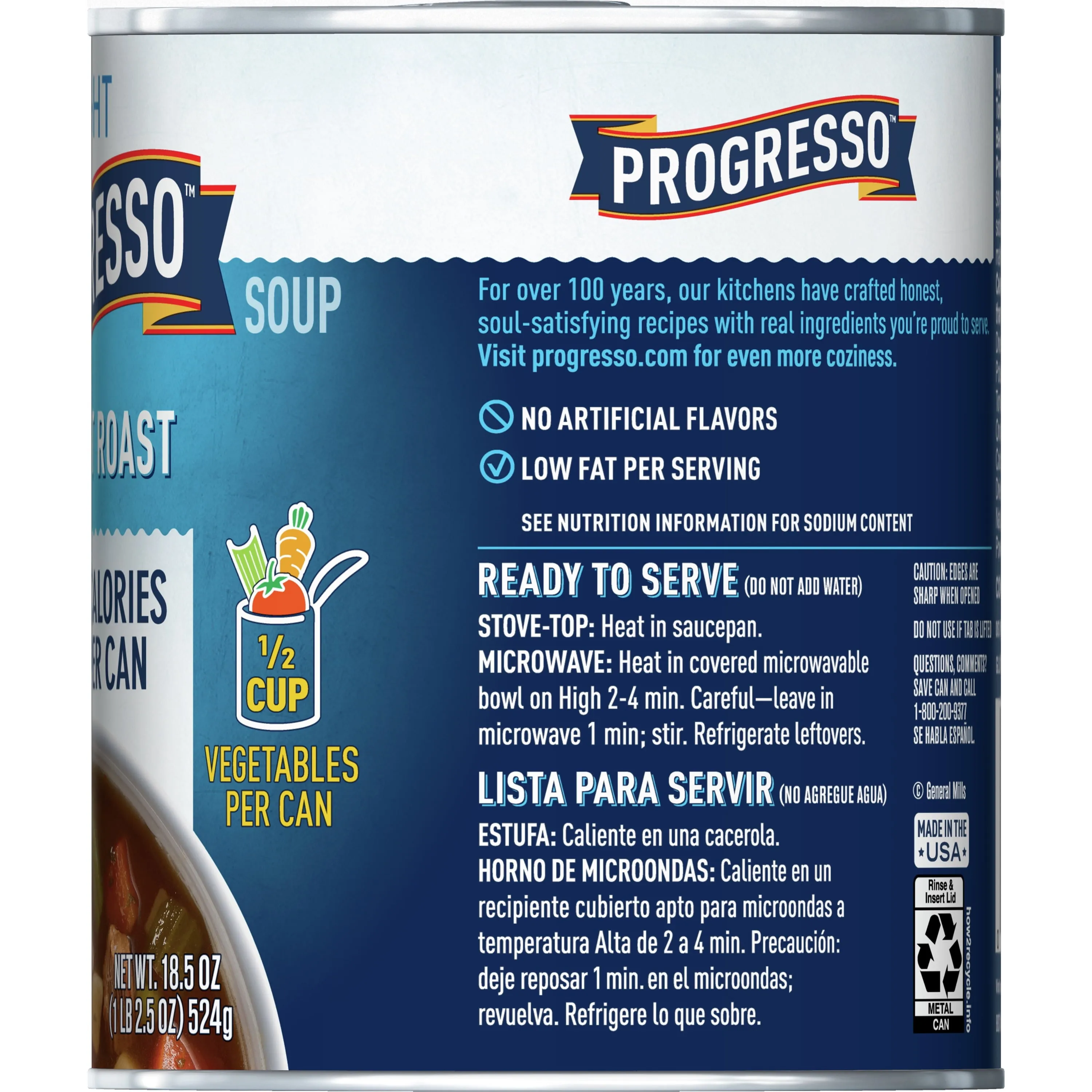 Progresso Light, Beef Pot Roast Soup, Gluten Free, 18.5 oz.