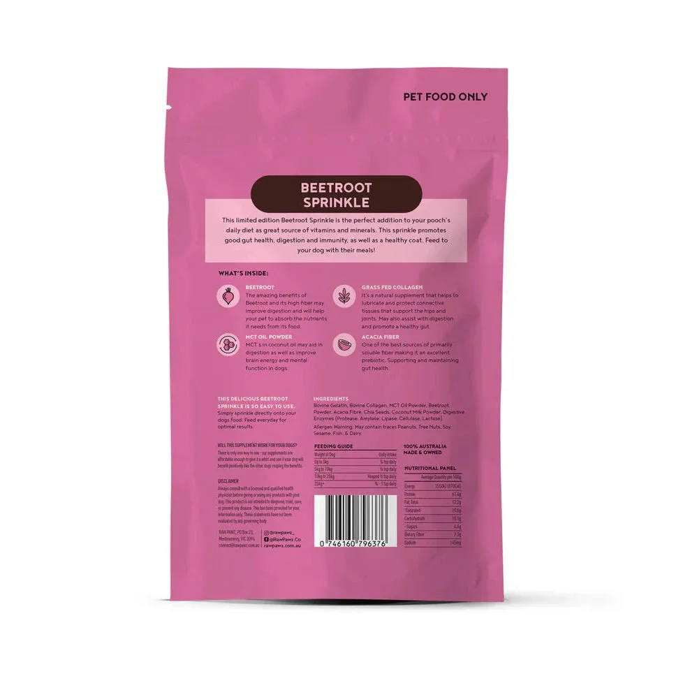 Raw Pawz Gut Health Beetroot Sprinkle with Collagen and Chia Seeds Meal Topper 105g