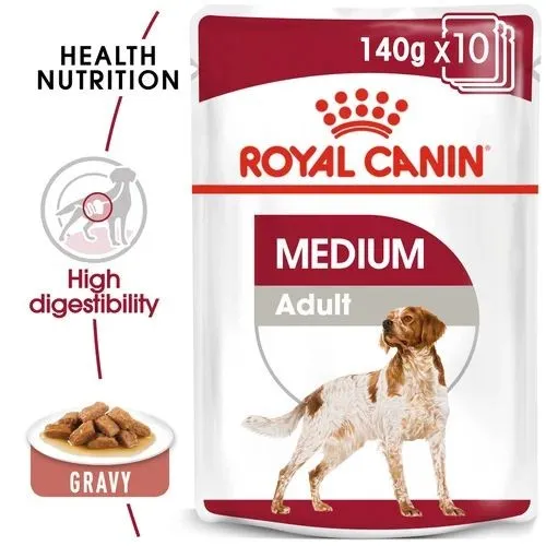 Royal Canin Wet Dog Food Size Health Nutrition Medium Adult in Gravy 10 x 140g