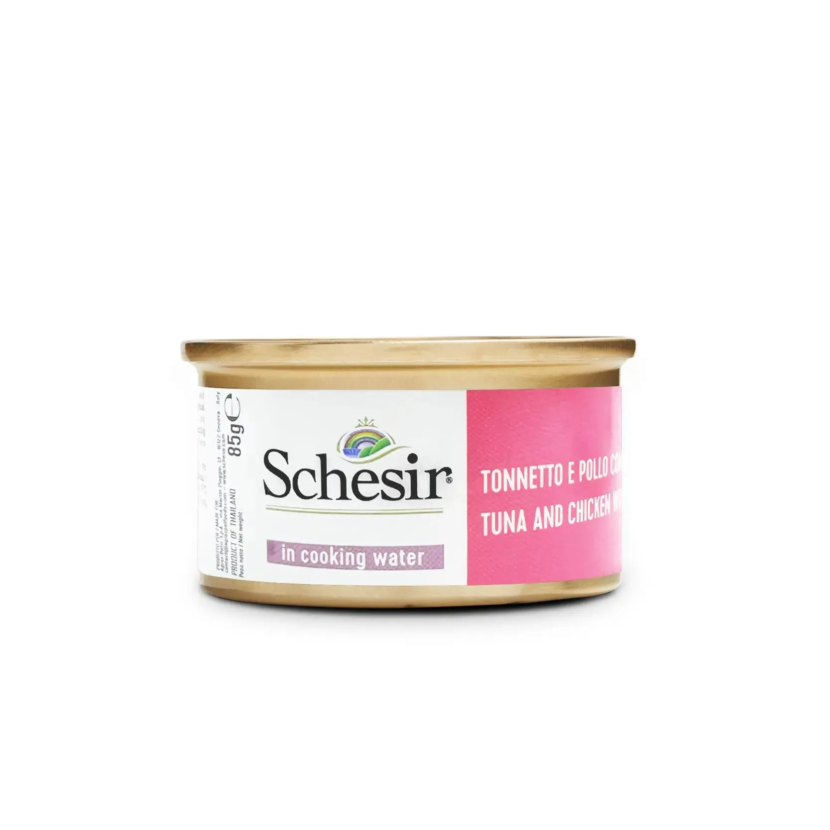 Schesir - Complete Wet Food for Adult Cats - Tuna and Chicken with Rice in Cooking Water 85g