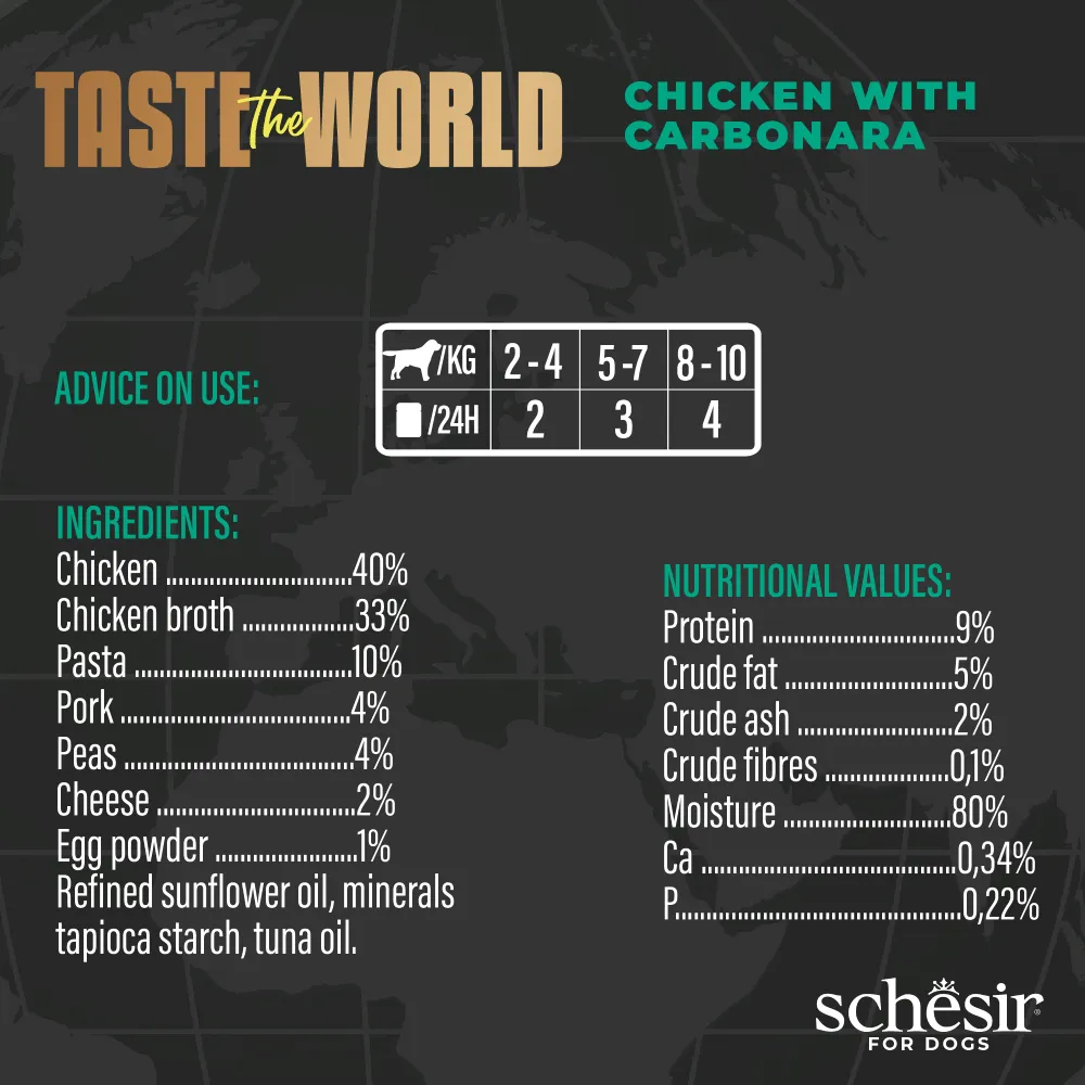 Schesir Dog Taste The World Chicken With Carbonara 150g