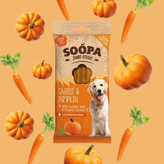 Soopa Carrot & Pumpkin Jumbo Dental Sticks Dog Chew