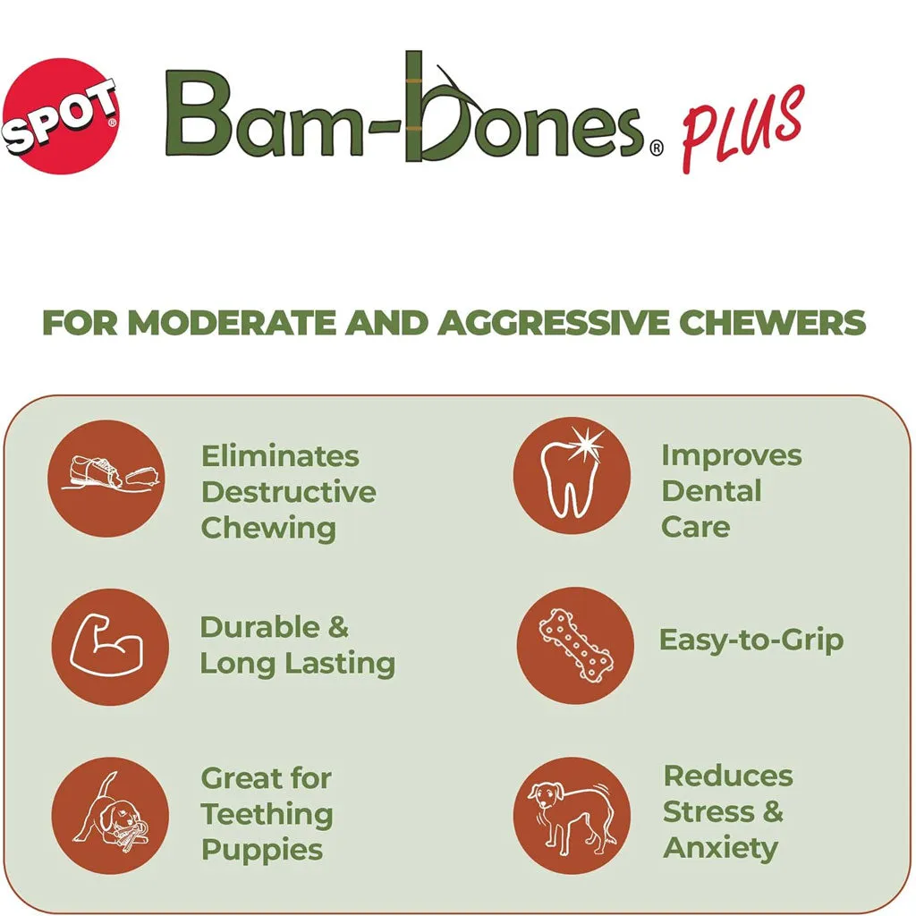 Spot Bam-Bones Dental Chew Toy For Dogs Bacon Flavor, 6.5"