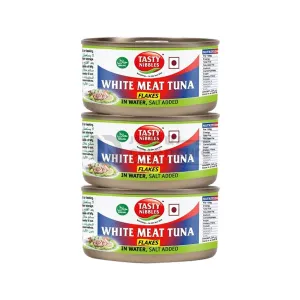 Tasty Nibbles White Meat Tuna Flakes In Salt Water 3 Pieces Offer