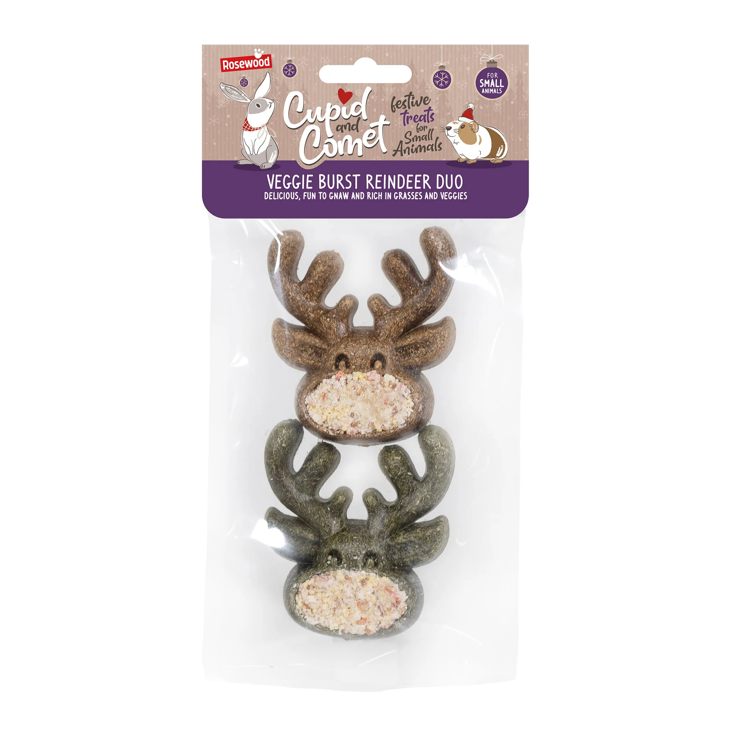 Veggie Burst Reindeer Duo | Small Pet Christmas Chews by Rosewood