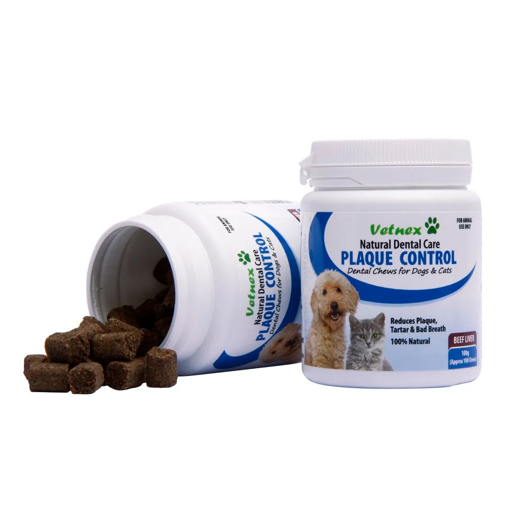 VetNex Plaque Control Beef Liver Dental Chews for Dogs & Cats 100ct