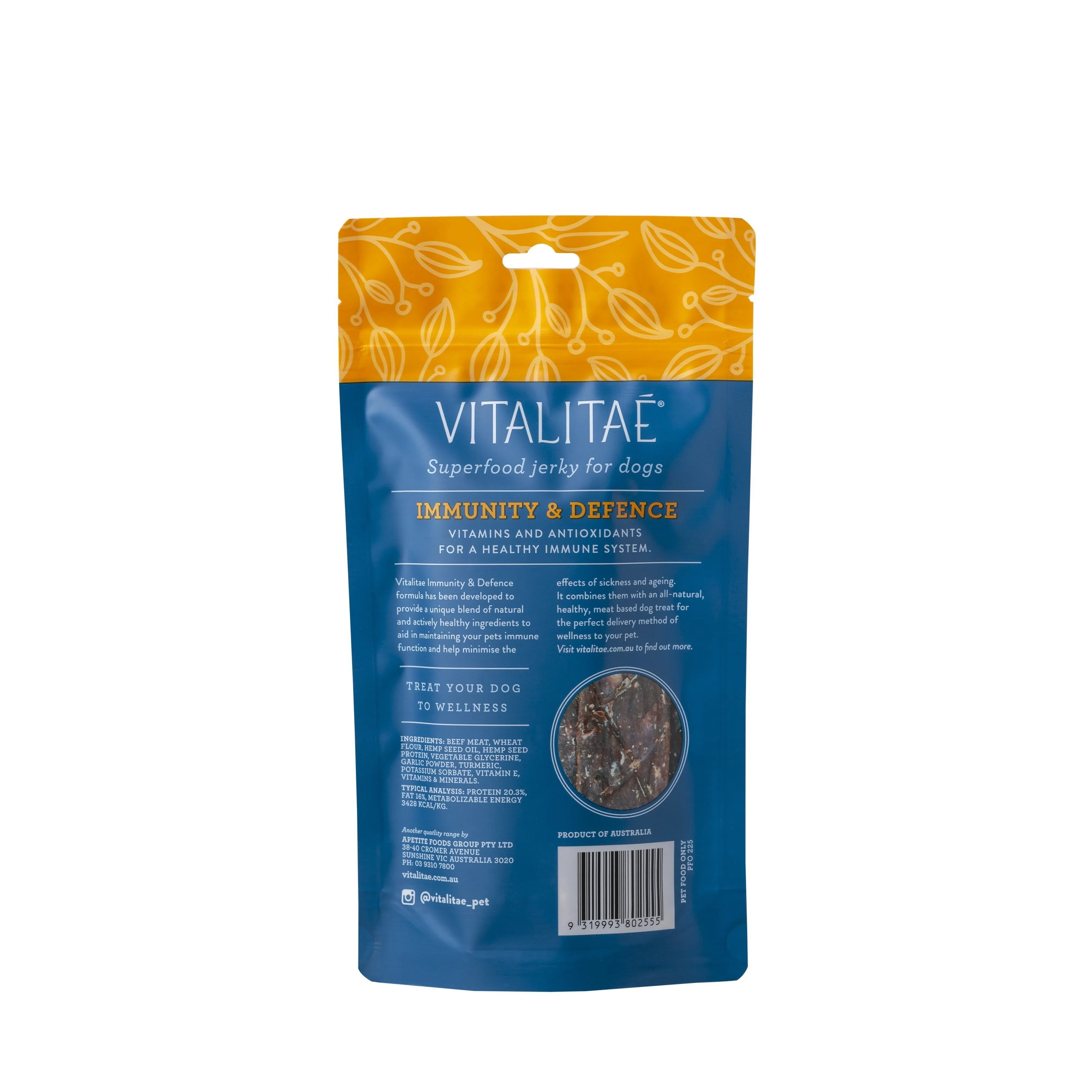 Vitalitae Immunity and Defence Superfood Jerky Dog Treats with Hemp Seed Oil 150g*