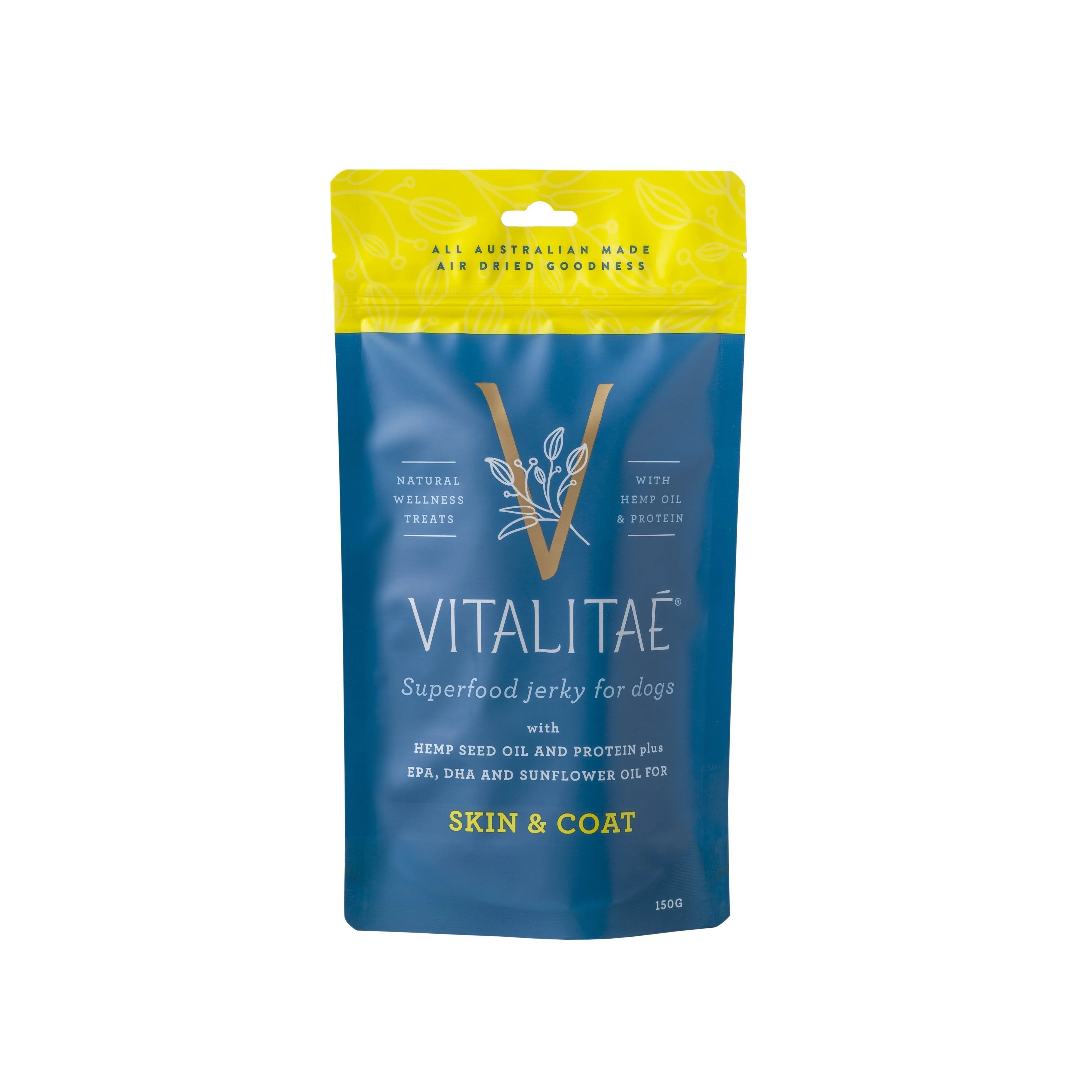 Vitalitae Skin and Coat Superfood Jerky Dog Treats with Hemp Seed Oil 150g^^^