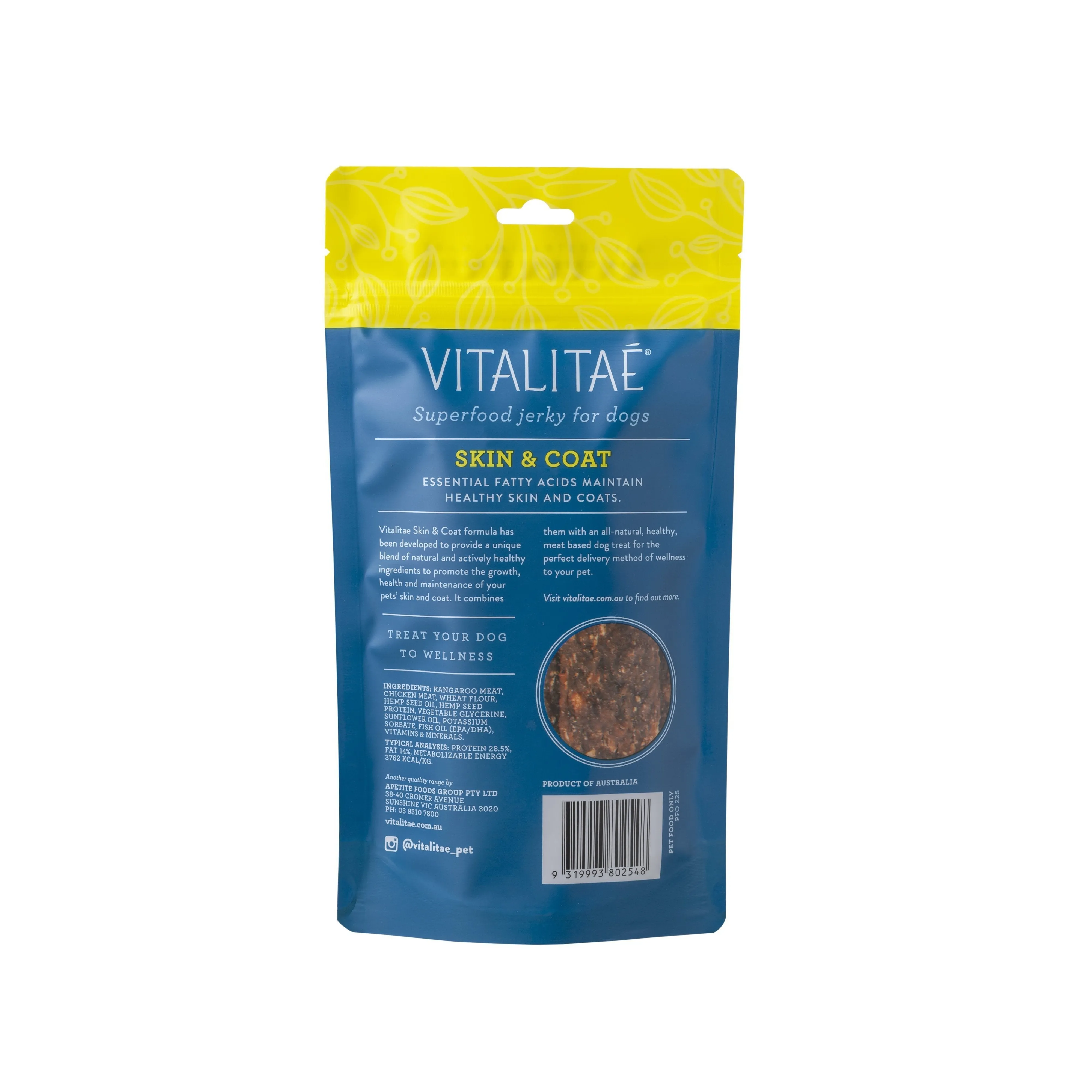 Vitalitae Skin and Coat Superfood Jerky Dog Treats with Hemp Seed Oil 150g^^^