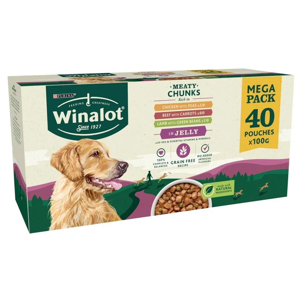 Winalot Meaty Chunks in Jelly Dog Food 40 x 100g